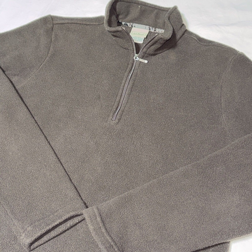 Vintage LL Bean Fleece Sweater Women's S Brown 1/4 Zip Pullover Polartec Outdoor